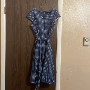 Blue dress with white polka dots. Size XL